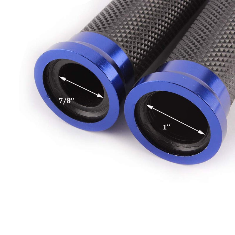 MISS MOLY 7/8" Motorcycle Hand Grips with Bar End Cap, Racing CNC Aluminum & Soft Rubber Handlebar Universal Compatible with Honda CBR1000RR Suzuki GSXR 600 750(Blue) - Image 4